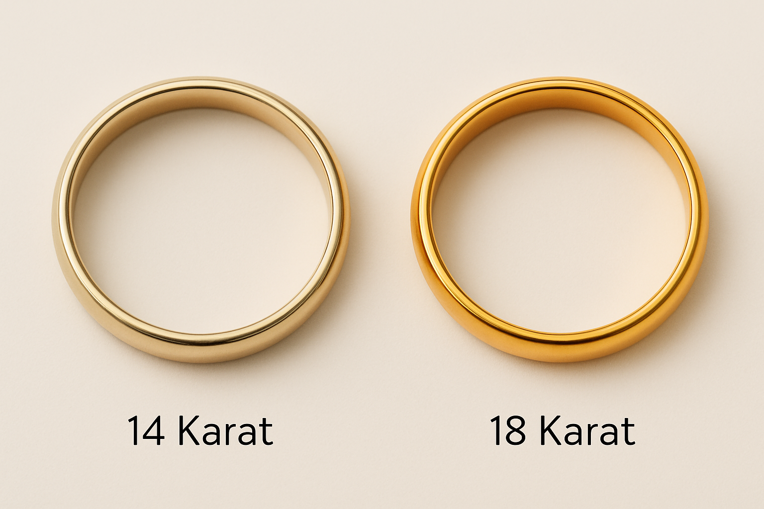 Vergleich von Eheringen mit 14 Karat vs 18 Karat Goldlegierung